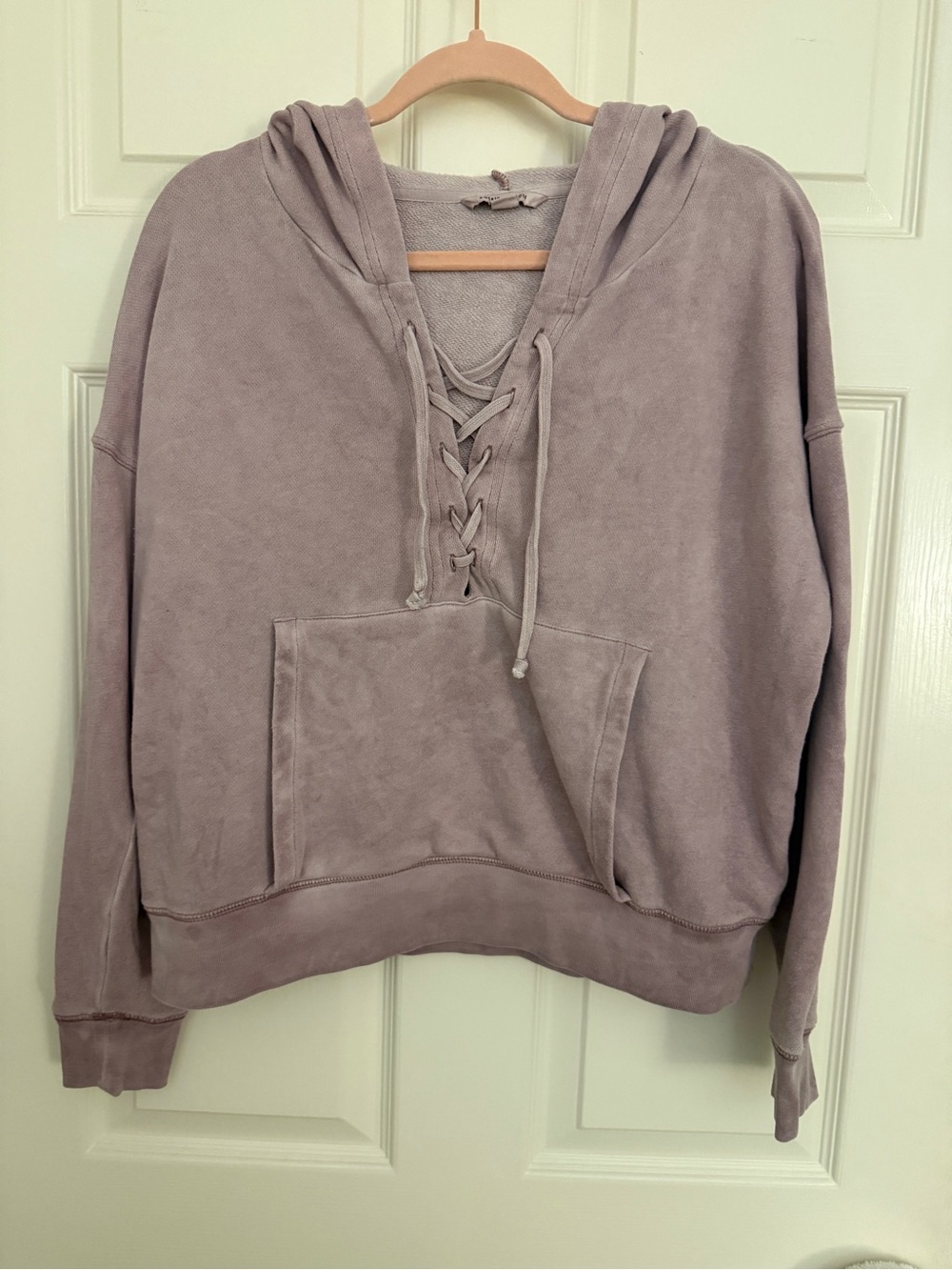 American Eagle Lace-Up Hooded Sweatshirt - Dusty Lavender